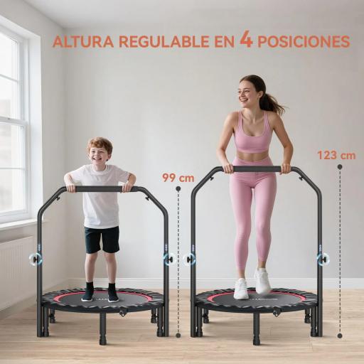 Cama Elástica Plegable Ø102 cm con Mango Ajustable Marco de Acero para Entrenamiento Piernas Cuerpo Rojo y Negro [6]