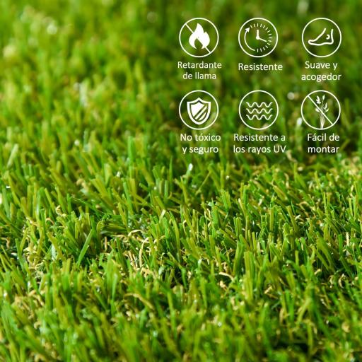Césped Sintético de 10 Piezas Alfombra Césped Artificial 30x30 cm con Altura de Hierba 20 mm y Anti-UV Verde Oscuro [2]