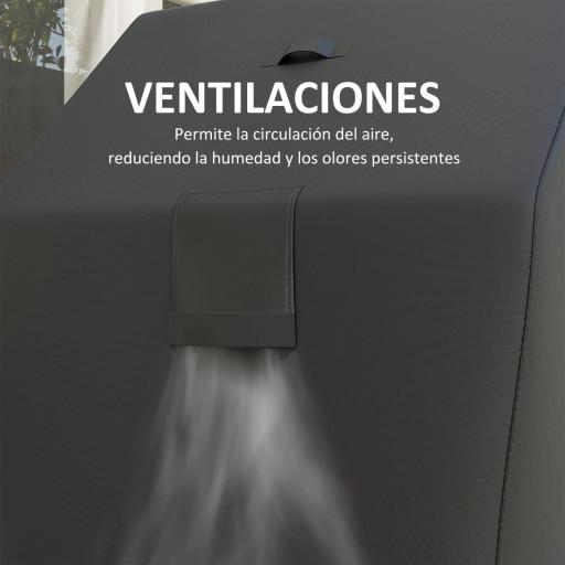 Funda para Barbacoa Exterior Impermeable de Tela Oxford 600D con Ventilación y Cierres de Velcro Negro 147x61x122 cm [3]