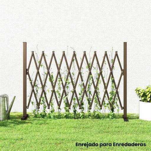 Valla de Jardín Exterior de Aleación de Aluminio Puerta de Jardín Exterior Extensible 250x31x103,5 cm Café Oscuro [7]