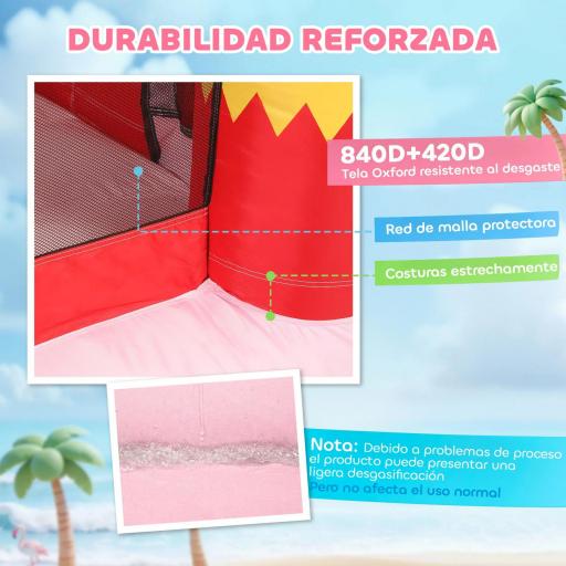 Castillo Hinchable para Niños con Soplador Tobogán Cama Elástica Piscina de Pelotas Canasta de Baloncesto 255x230x196cm [2]