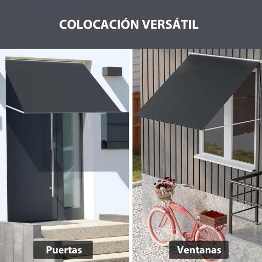 Toldo Retráctil de Exterior con Marco de Aluminio Ángulo de Inclinación Ajustable Anti-UV 150x120 cm Gris Oscuro [4]