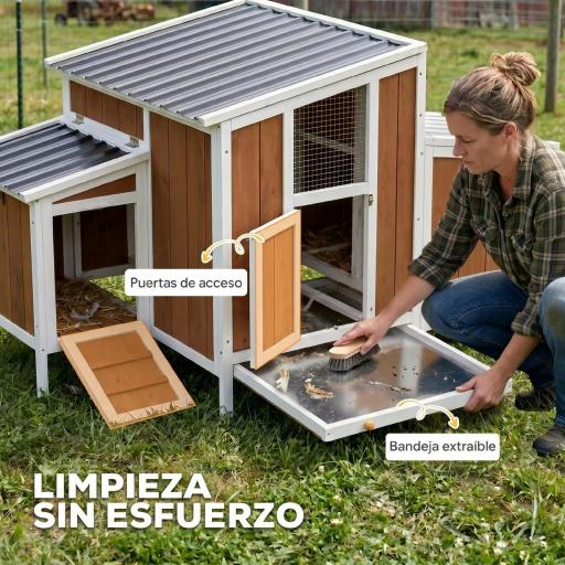 Gallinero para Exterior de Madera 145x90x92 cm para 2-4 Gallinas con Nido Casa Lateral Bandeja Extraíble Marrón Claro [6]