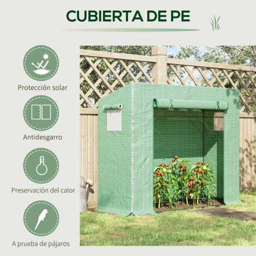 Invernadero de Exterior con Ventanas y Marco de Acero Invernadero para Cultivar Tomates Flores 200x76x168 cm Verde [2]