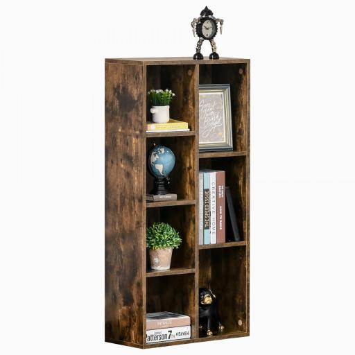 Estantería Librería de Madera Armario de Libros con 7 Compartimentos para Plantas Archivos 50x24x106 cm Marrón Rústico [5]