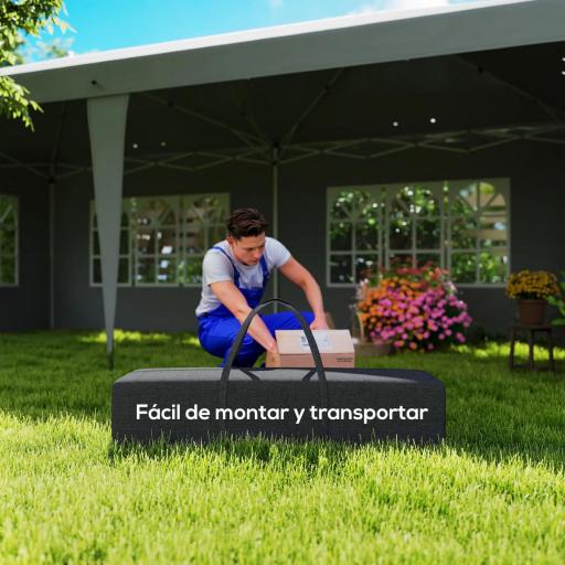 Carpa Plegable 6x3 m Pop-up con 4 Laterales Desmontables Cenador de Jardín con 4 Ventanas y Bolsa de Transporte Gris [2]