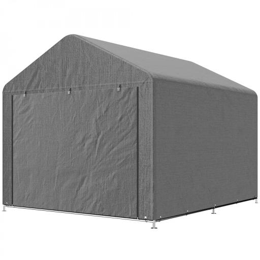Carpa de Jardín para Bicicletas con Marco de Metal Galvanizado Puerta con Cremallera Impermeable Anti-UV 2,4x2x2 m Gris [7]