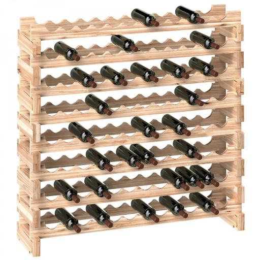 Botellero de Madera de 8 Niveles 96 Botellas Carga 100 kg para Cocina Bar 114x28x113,5 cm Madera Natural [9]