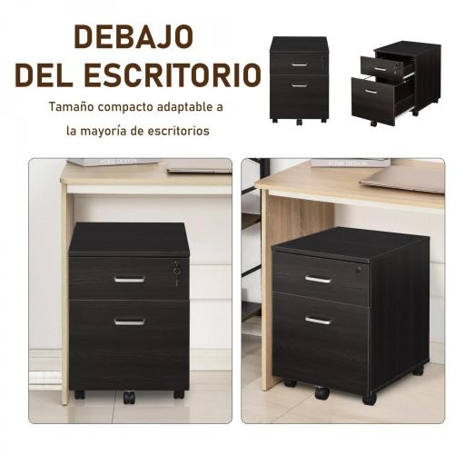Archivador Móvil para Archivos A4 con Ruedas Gabinete de Archivos Suspendidos 2 Cajones Cerradura 40x45x55,6 cm wengué [2]