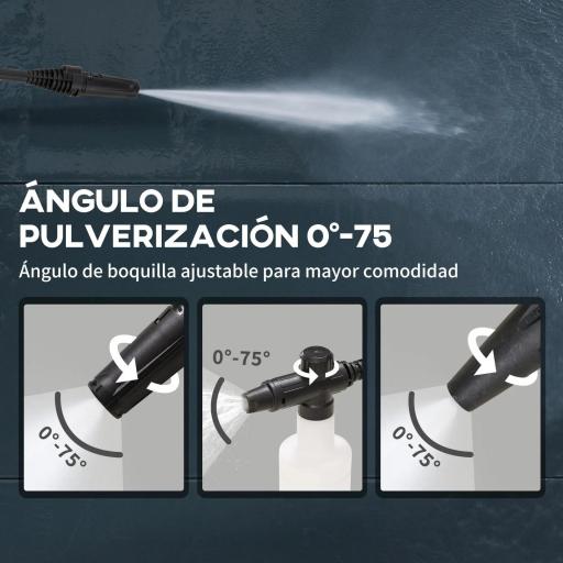Hidrolimpiadora 1600W Caudal 432 L/h Bomba de Aluminio Presión de 130 Bar Manguera 6m Incluye Cepillo 23.5x27x68 cm Azul [5]