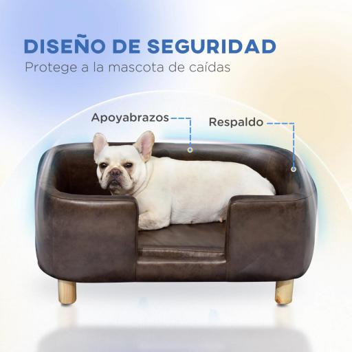 Sofá para Mascotas Sofá para Perros Pequeños y Medianos Asiento Acolchado Cómodo 74x48,5x31 cm Marrón [4]