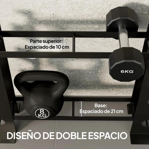 Soporte para Mancuernas de 4 Niveles Estante de Pesas de Acero Resistente para Gimnasio Casa Carga 200 kg 70x21x55 cm [5]