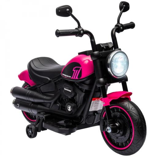 Moto Eléctrica para Niños de 18-36 Meses con Batería 6V Faro y Ruedas Auxiliares Desmontables Rosa [9]
