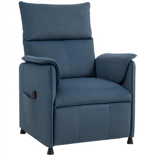 Sillón Reclinable con Motor sin Escobillas Reposapiés Tapizado Resistente y Bolsillos Laterales 80x83x104 cm Azul Oscuro [8]