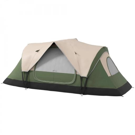 Tienda de Campaña Plegable con 2 Habitaciones y Bolsa de Transporte Impermeable 450x215x180 cm Verde Oliva y Marrón [8]