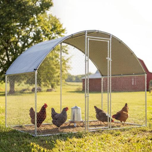 Gallinero para Exterior 2,8x1,7x1,9 m Cubierta de Tela Oxford Anti-UV Impermeable Pestillos para 5-8 Gallinas Plata [1]