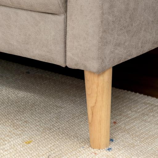 Sofá de 2 Plazas Tapizado en Microfibra con Patas de Madera Reposabrazos 130x78x85 cm Crema [4]