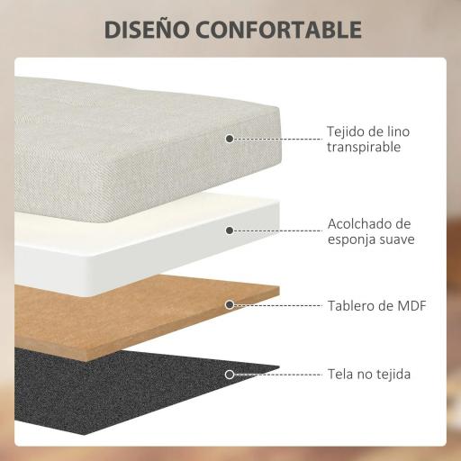 Puff Almacenaje, Banco Almacenaje Plegable 84 L 76x38x38 cm Tapizado en Lino Sintético Baúl de Almacenamiento Crema [8]