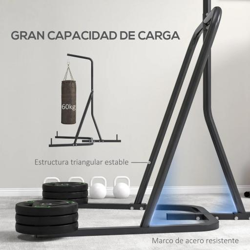 Soporte para Sacos de Boxeo con Marco de Acero Carga de 60 kg para Entrenamiento en Gimnasio Hogar Negro [7]