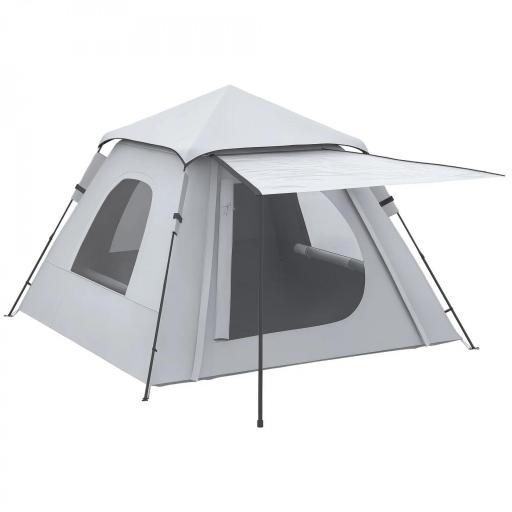 Tienda de Camping Pop-up para 2-3 Personas Impermeable 2000 mm con Bolsa de Trasporte 210x210x150 cm Plata [8]