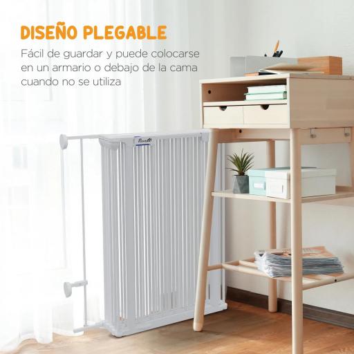 Corralito para Mascotas de 8 Paneles 64x90 cm con Doble Cerradura Función de Bloqueo Auxiliar y Forma Bricolaje Blanco [3]
