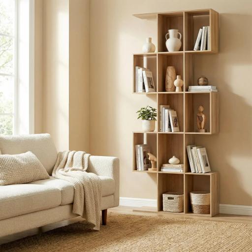 Librería en Forma de S de 5 Niveles para Salón Dormitorio Estudio Oficina 80x24x200 cm Roble [2]