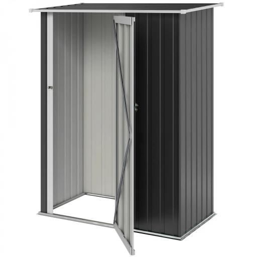 Cobertizo Exterior 1,07m² 142x86x189 cm con Puerta y Orificios de Drenaje para Almacenamiento de Herramientas Gris [9]
