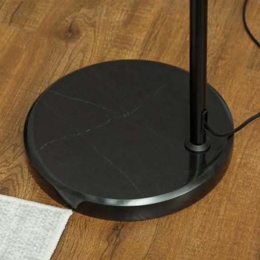Lámpara de Pie Estilo Linterna con Pantalla de Fibra de Yute y Base de Mármol 93x34x144-175 cm Marrón y Negro [4]