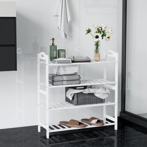 Estantería para Zapatos de Bambú para 12 Pares de Zapatos para Entrada Pasillo Dormitorio 67,5x24,7x72 cm Blanco [4]