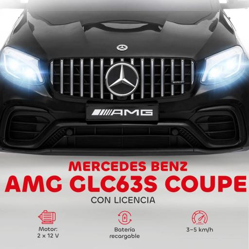Coche Eléctrico para Niño +3 Años con Licencia de Mercedes 12V con Mando a Distancia Música y Luces Negro [4]