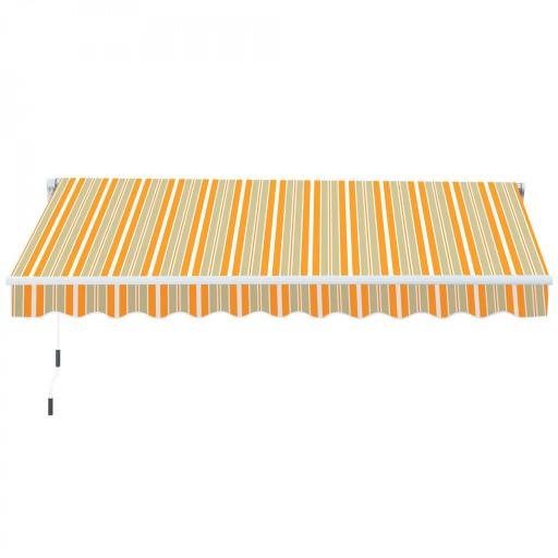Toldo Manual Retráctil 300x250 cm, Toldo Exterior Terraza con Ángulo Ajustable, Brazo Articulado, Montaje a Pared, Estructura de Aluminio, Anti-UV e Impermeable, para Jardín Amarillo y Blanco [8]