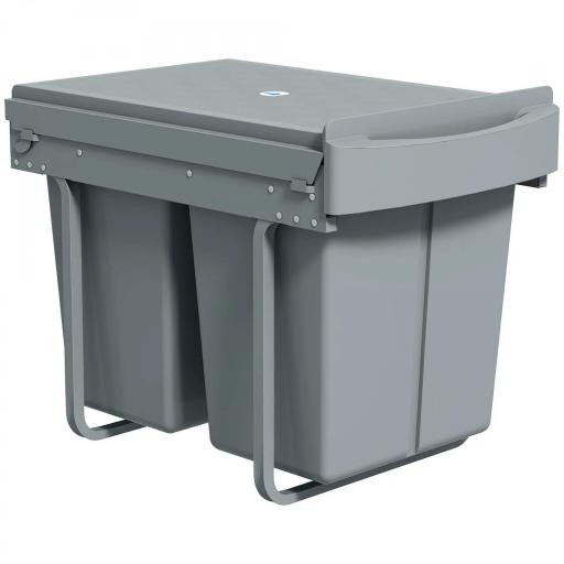 Cubo de Basura bajo Fregadero 2 Contenedores de Reciclaje Extraíble 2 x 20 L Deslizamiento Suave Gris [9]