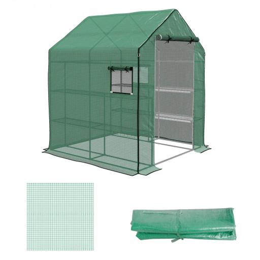 Cubierta de Repuesto de Invernadero 140x143x190 cm con Ventana Puerta con Cremallera Anti-UV Protección de Plantas Verde [9]