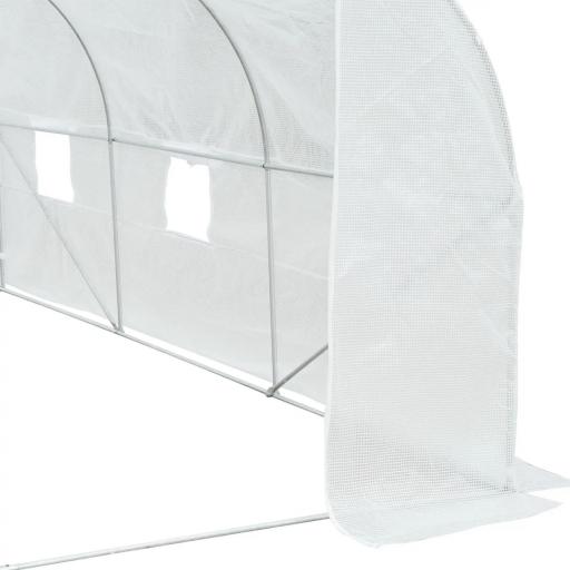 Invernadero de Túnel 445x300x205 cm Invernadero de Jardín con 6 Ventanas y Cubierta de Polietileno PE 140 g/m² Blanco [6]