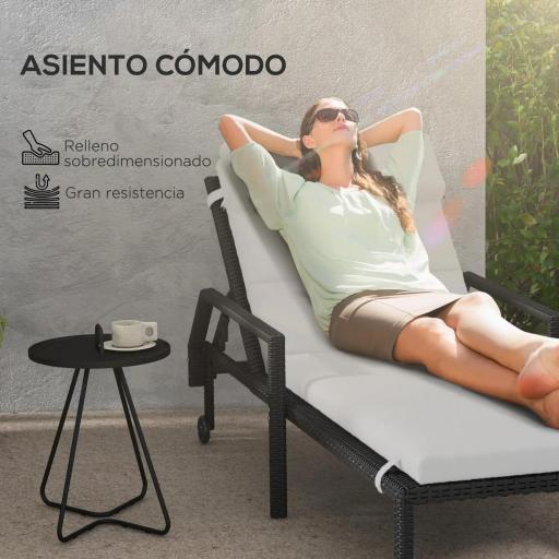 Cojín para Tumbona de Algodón 196x63x6 cm con Tela Hidrófuga Cojín de Asiento y Respaldo Gris Claro [3]