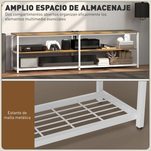 Mueble de TV con Luces LED Control Remoto Extensión para Cargar 2 Compartimentos para Televisión de 65 Pulgadas Natural [2]