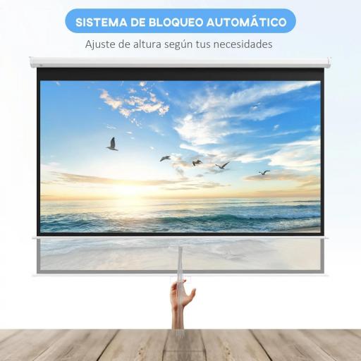 Pantalla de Proyección Manual Portátil 100 Pulgadas Formato 16:9 con Altura Ajustable 221x124 cm Blanco [6]