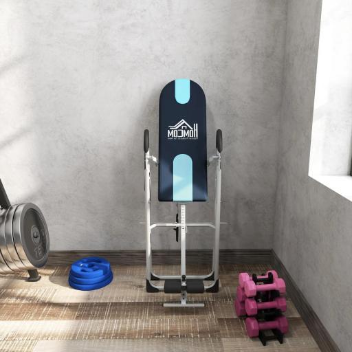 Tabla de Inversión Gravitacional Plegable con Altura Ajustable a 147-198cm y Cinturón 112-142x65x126 cm Negro y Azul [7]