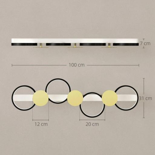 Lámpara de Techo Regulable con 4 Focos Mando a Distancia Modos de Escena 1500 lm 38 W 3000 K-6500 K Negro y Dorado [1]