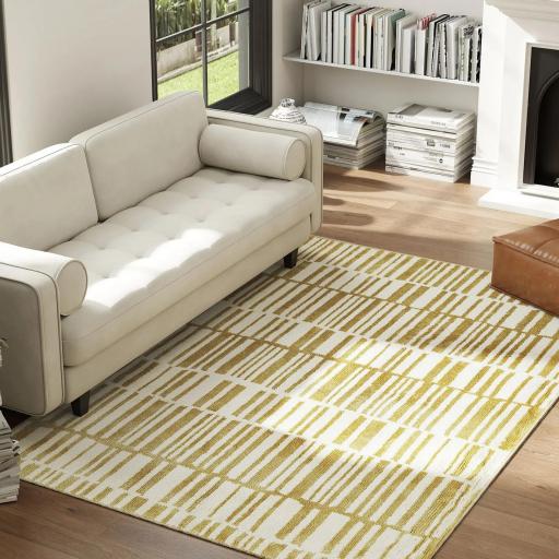 Alfombra Salón 170x120 cm Lavable en Lavadora Pelo Corto Estilo Moderno Tapete para Sala de Estar Dormitorio Crema