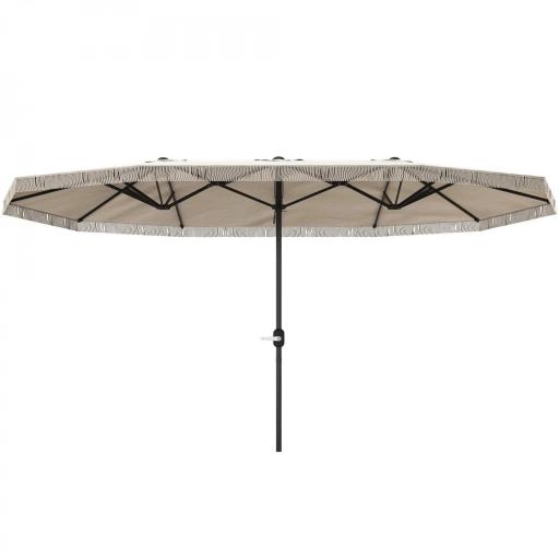 Sombrilla Doble 4,5x2,7 m Sombrilla Terraza Exterior con Manivela Manual Resistente al Agua y Protección UV30+ Crema [10]