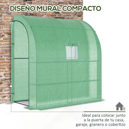 Invernadero de Exterior con Ventanas Estantes de 3 Niveles Puerta con Cremallera y Marco de Acero 200x100x215 cm Verde [5]