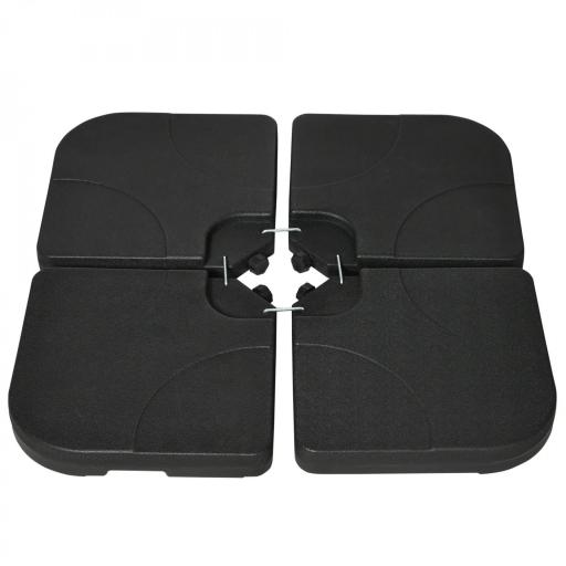 Conjunto de 4 Pesos Rellenables para Base de Sombrilla Cruzada con 15 Litros de Agua o 19,5 kg de Arena Negro [8]