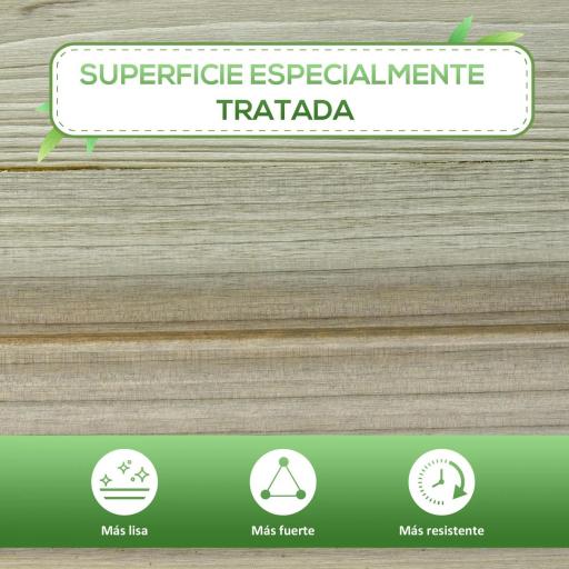 Huerto Urbano de Madera con Estante Mesa de Cultivo Rectangular con Orificios de Drenaje para Cultivos Plantas Jardín Terraza Exterior Carga 80 kg 91x51x76 cm Natural [6]
