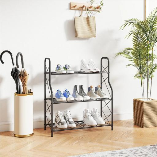 Soporte para Plantas de 3 Niveles Estantería Metálica Resistente para Interior y Exterior 69x28,5x78 cm Negro [7]