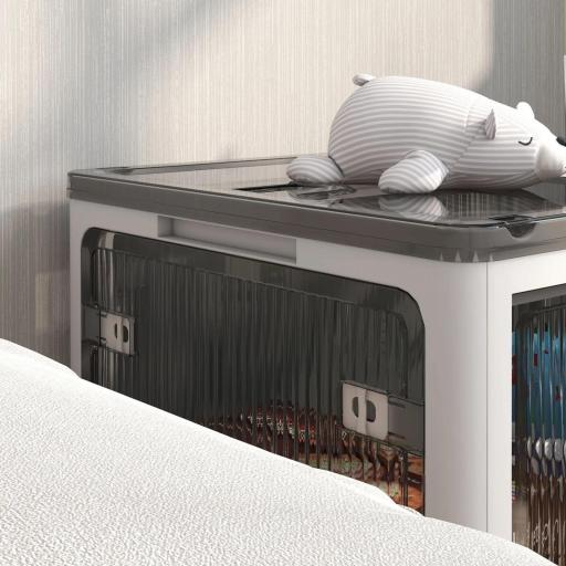 Caja de Almacenamiento Apilable con Tapa 69L de Capacidad Caja Organizadora Plegable con Ruedas 60x42x34 cm Blanco [8]