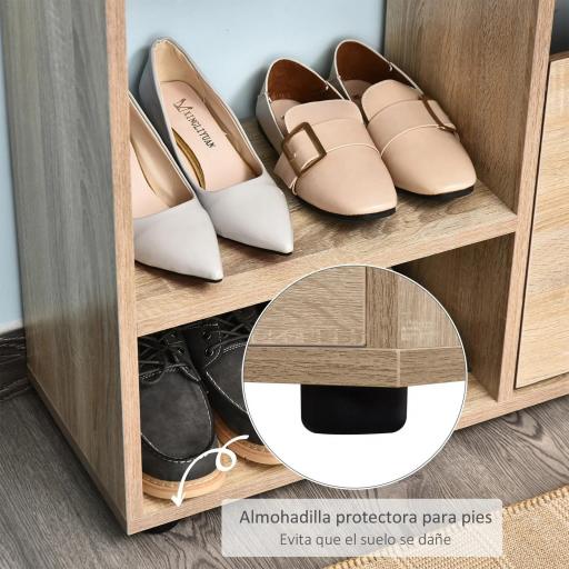 Zapatero de Madera con Estantería y Cubos Armario para Zapatos de Entrada Pasillo 101.5x25.5x98cm [3]