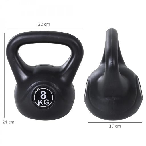 Pesa Rusa de 8 kg Kettlebell Relleno de Arena con Mango Ancho Antideslizante para Entrenamiento 22x17x24 cm Negro [1]