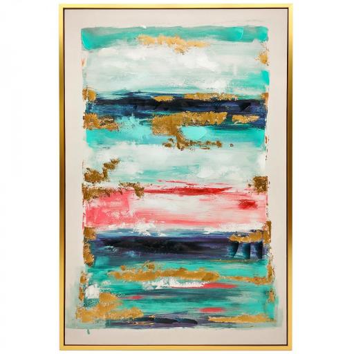 Cuadro en Lienzo Abstracto a Mano 120x80 cm Cuadro para Decoración de Salón Moderno con Marco de Madera Multicolor [2]