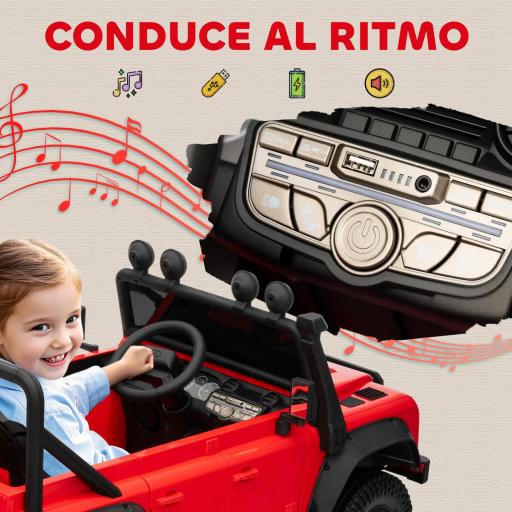 Coche Eléctrico para Niños con Licencia Land Rover 12V Control Remoto Sistema de Suspensión USB MP3 Faros Rojo [3]